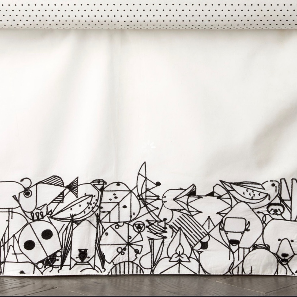 NWT_Crate & Barrel_Land of Nod, Charley Harper Animal Crib Skirt